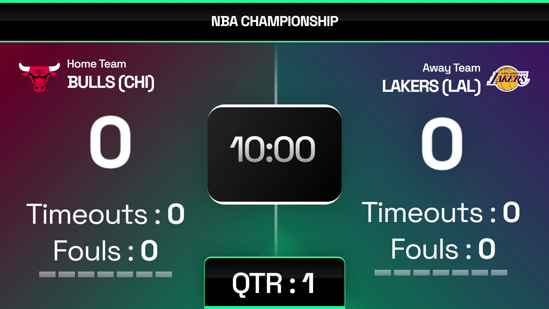 Fullscreen Classic basketball scoreboard overlay