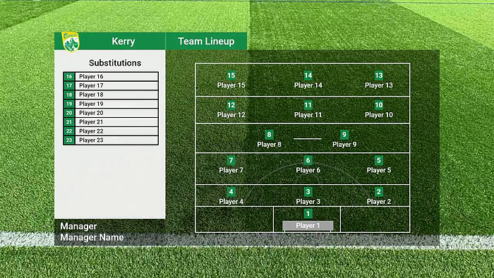Team Lineup With Subs GAA scoreboard overlay