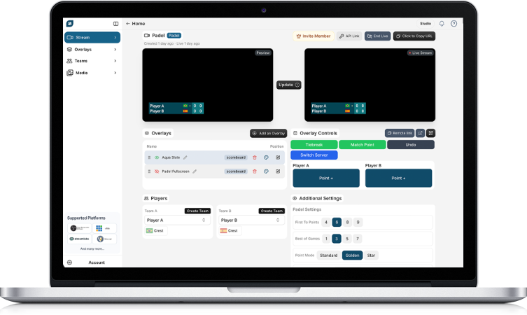 OBScoreboard live sports overlays on a laptop