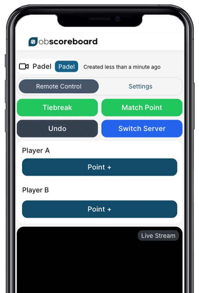 Padel scoreboard remote control