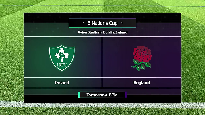 Title Full Screen Green Purple rugby scoreboard overlay