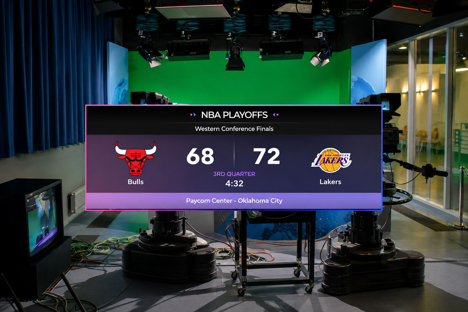 Television studio set up for a live sports broadcast
