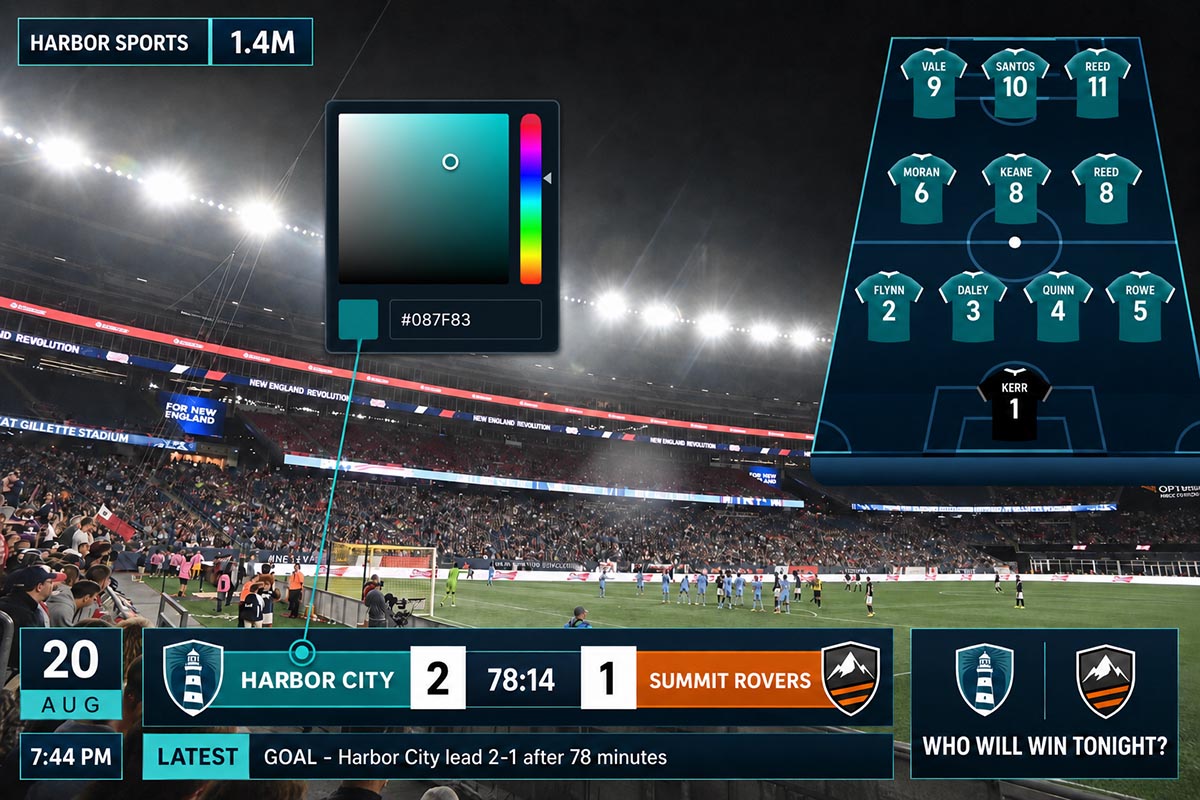 Federation-branded broadcast graphics across competitions