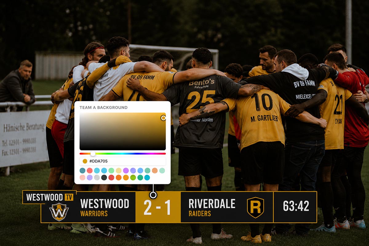 School sports team in matching kit for a consistently branded broadcast