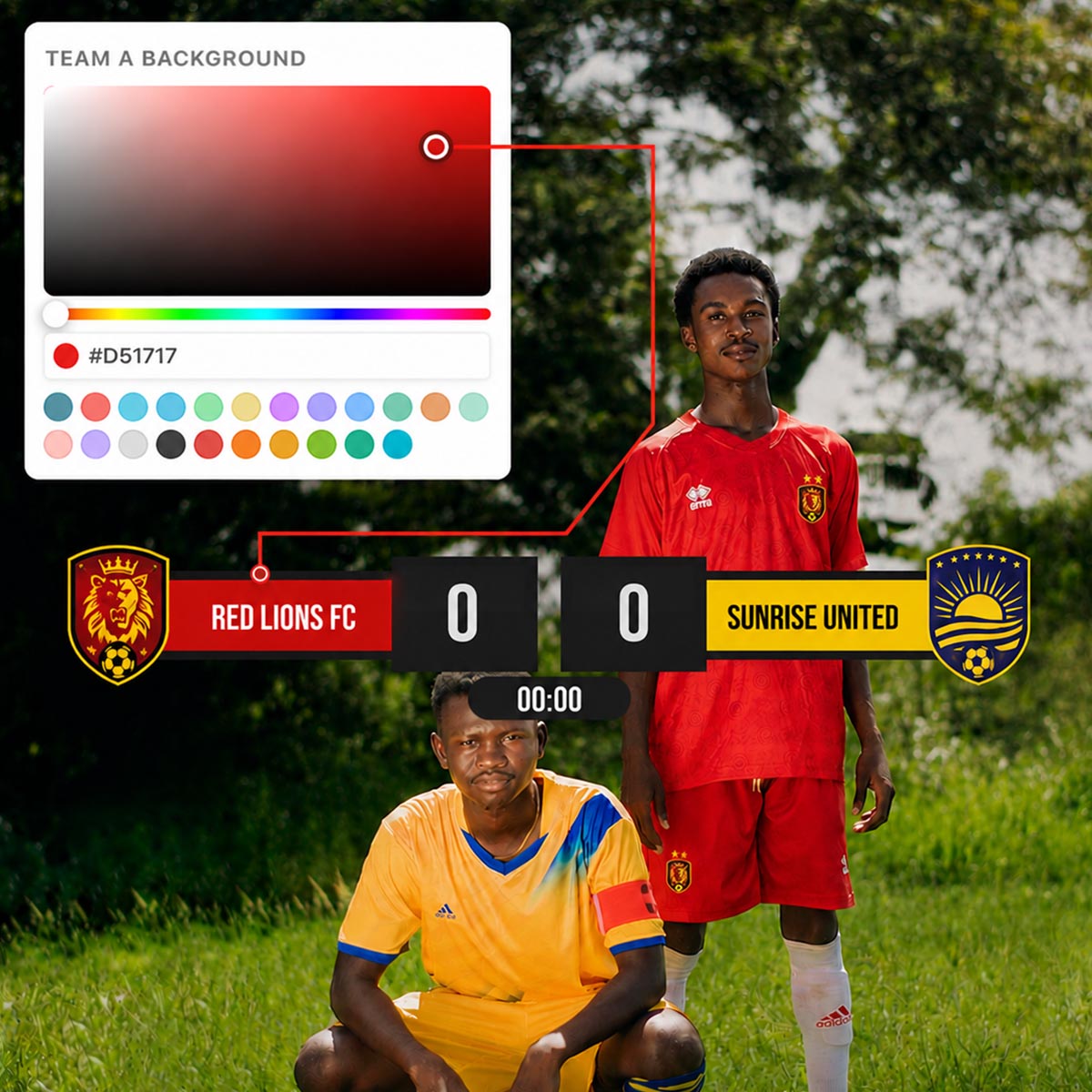 Club team in matching kit for a consistently branded broadcast