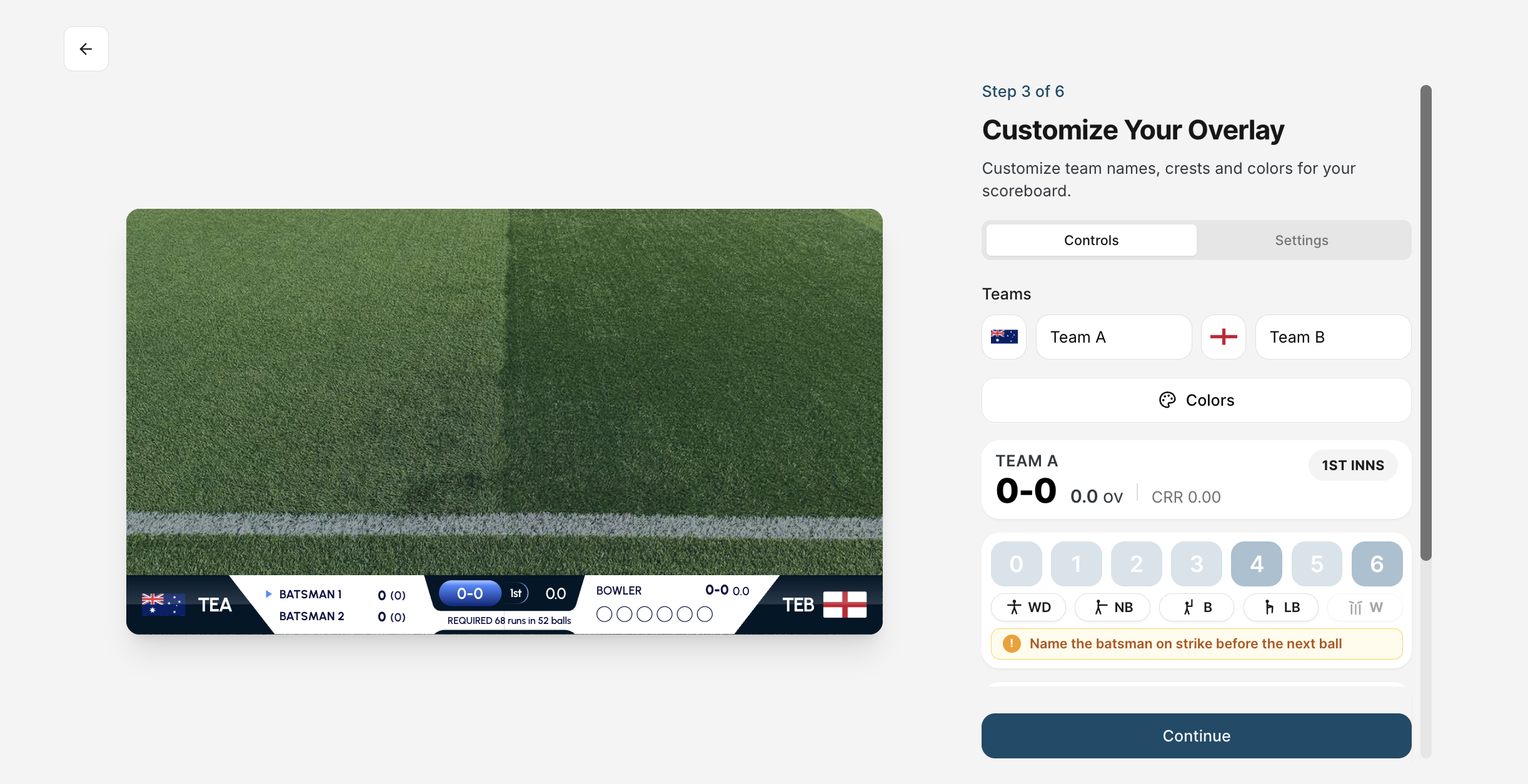 Customize cricket scoreboard overlay screen
